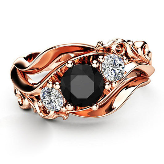 Rose Gold Zirconia Inlay Ring Metal Band With Sparkling Shine Perfect For Everyday Or Special Occasions Bright