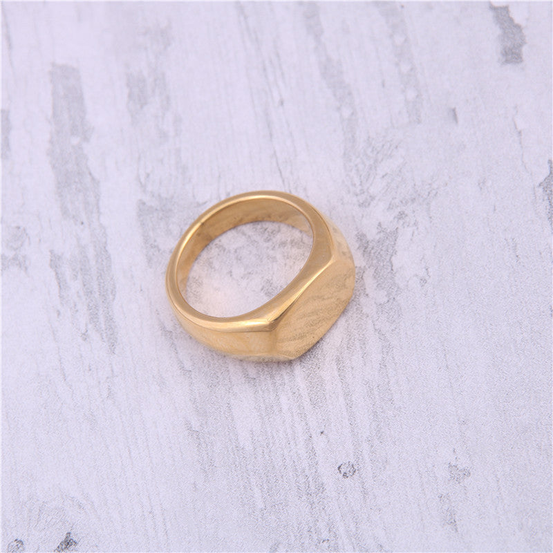 Chic Wide Edge Ring for Women Titanium Steel Statement Ring Fashion Jewelry Band Unique Design Ring Steel Color Electroplated Ring