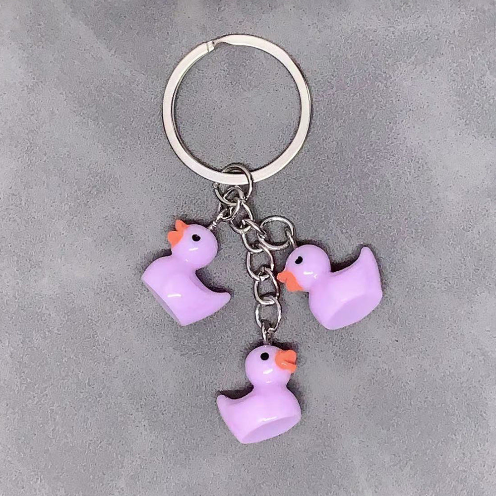 Cute Duck Keychain Pendant Women Girls Trendy Fashion Accessory Gift For Bags Backpacks Purses Resin Finish Shiny