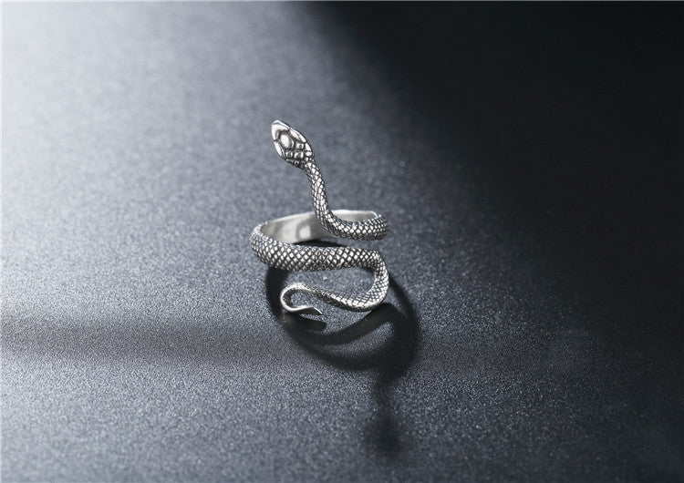 Retro Snake Ring Animal Zodiac Titanium Steel Ring Vintage Geometric Ring Steel Color Ring Gold Ring for Men and Women Party Jewelry Fashion Ring