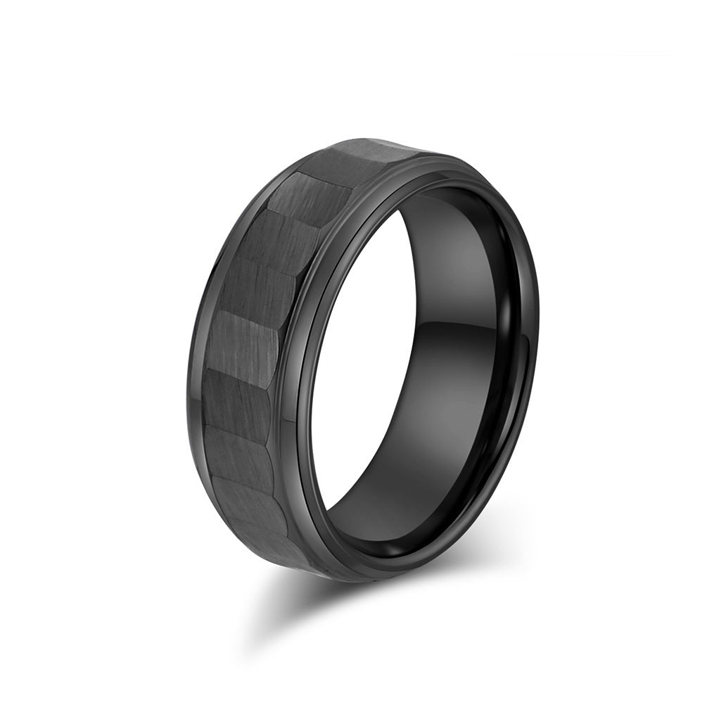 Unisex Tungsten Steel Ring Geometric Band Durable Everyday Wear Ring Steel Gold Black Geometric Ring Wear Gold