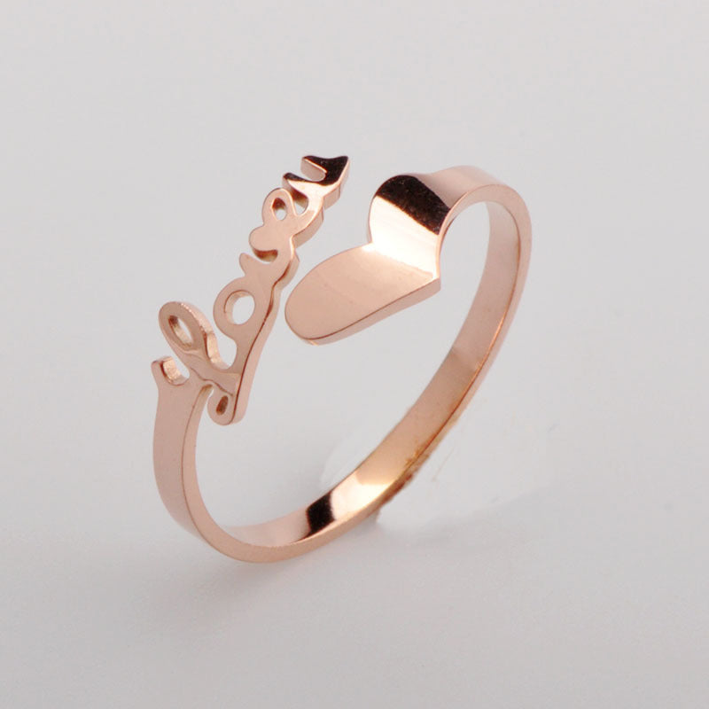 Womens Heart Shaped Rose Gold Titanium Steel Ring Diamond Pinky Ring For Birthday Gift Jewelry Classic Sparkle