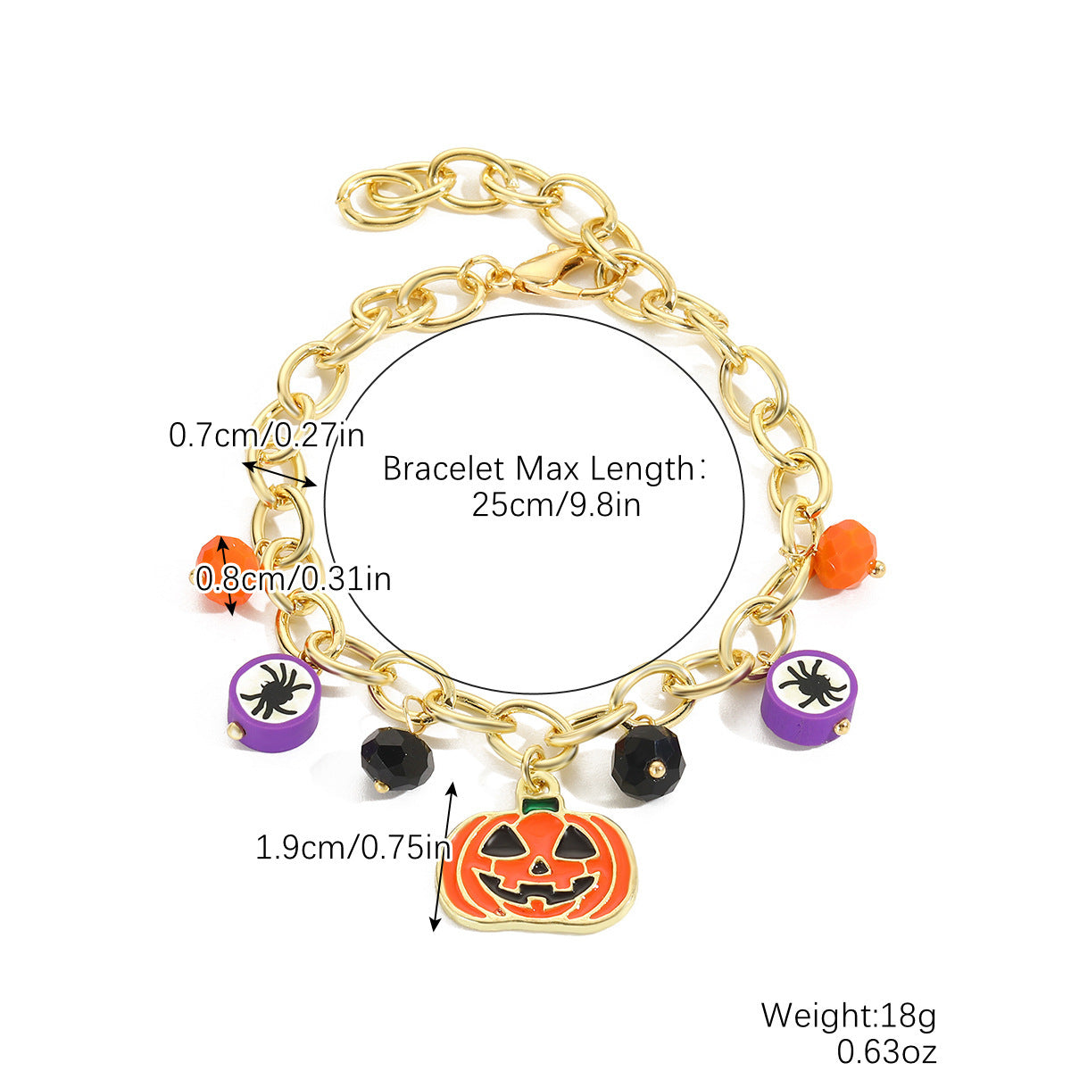 Women Halloween Punk Bracelet With Pumpkin Skull Charms Geometric Pendants Zinc Alloy Jewelry Great Gift Ideas