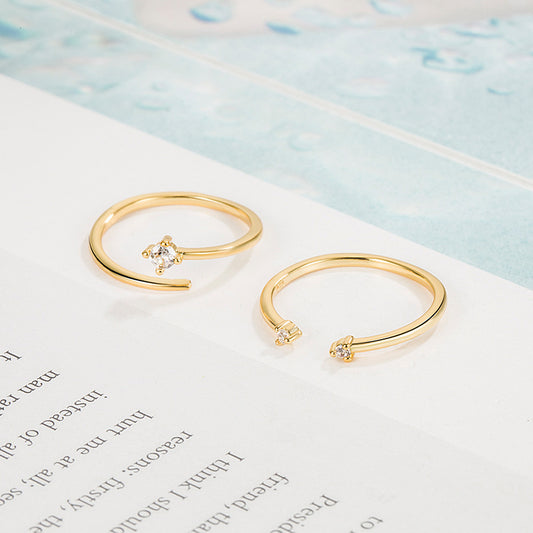 Women Copper Ring Open Geometric Design with Circle and Line Simple Fashion Jewelry Adjustable Circle Ring Art