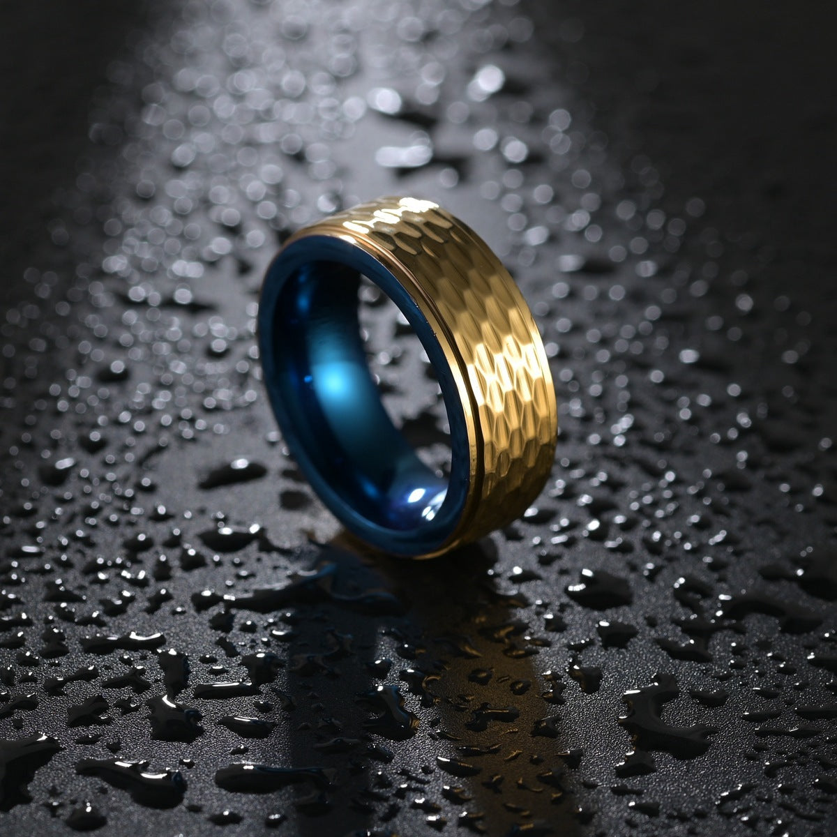 Hammer Pattern European And American Men's Tungsten Steel Ring