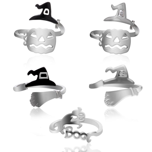 Adjustable Gold Plated Witch Hat Ring with Broom Design for Women Halloween Jewelry Fashion Accessory Chic Zen