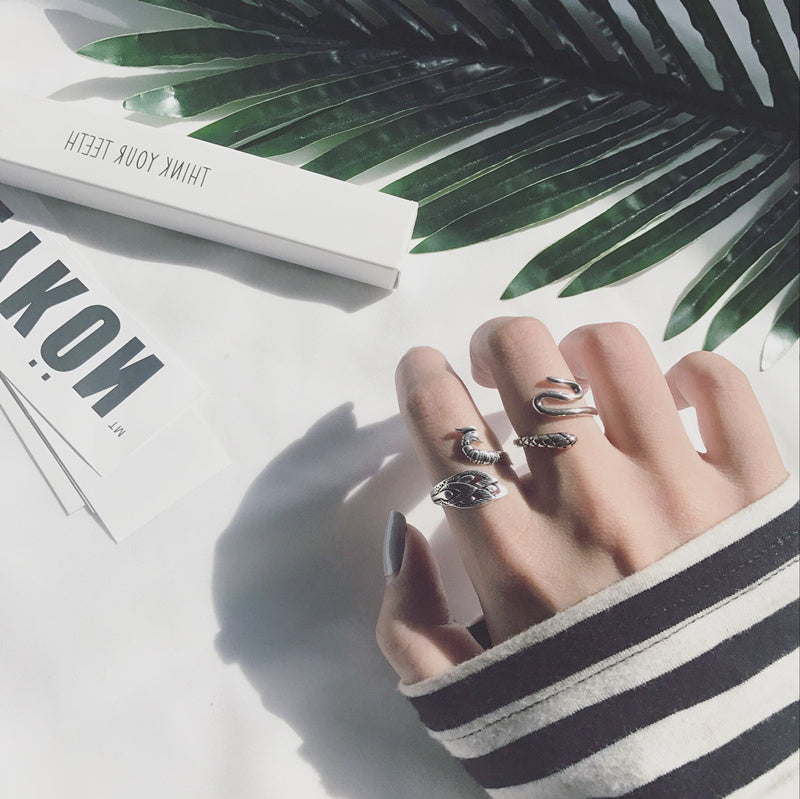 Womens Silver Plated Snake Ring Adjustable Fashion Ring Simple Design For Everyday Wear Jewelry Gift TrendyNow