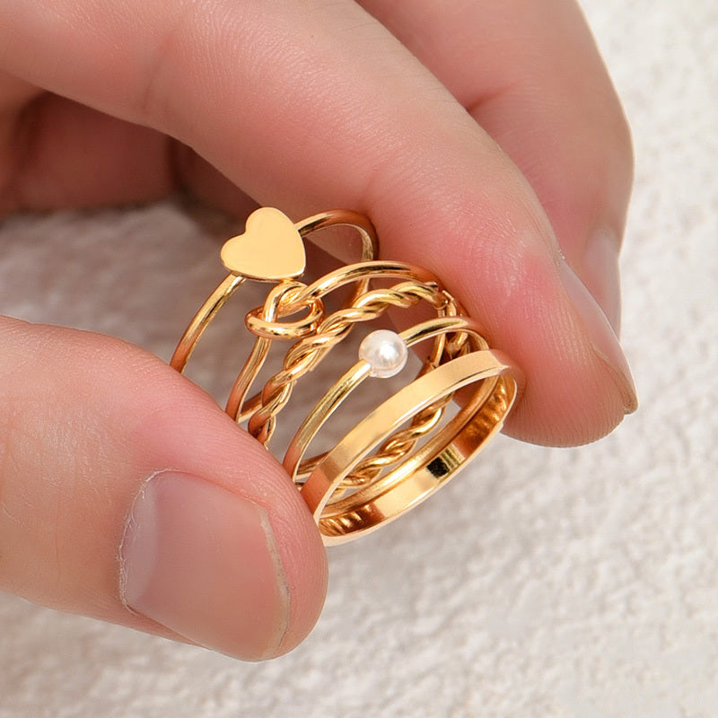 Womens Layered Ring Electroplated Finish Fashion Jewelry Individually Packed Statement Rings Elegant Unilateral