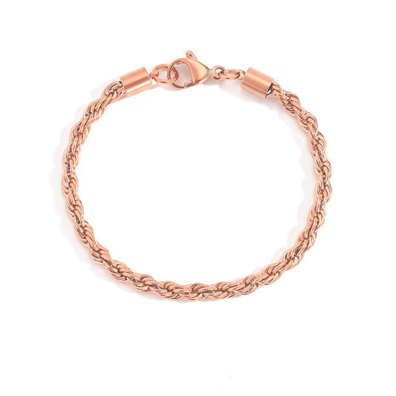 Gold Plated Stainless Steel Twist Chain Bracelet Geometric Design Fashion Jewelry Gift Chain Link Bracelet For Women