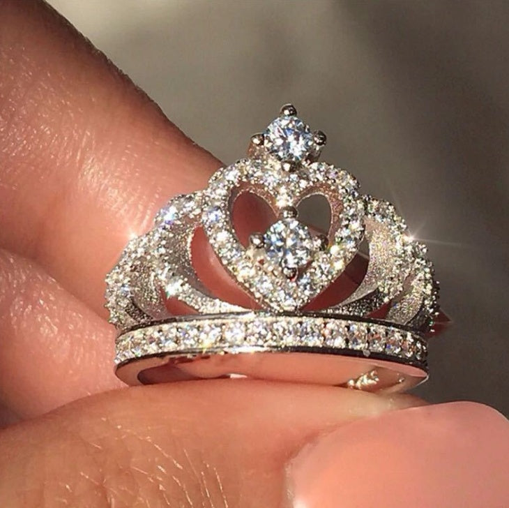 Crown Zircon Geometric Ring Gold Plated Elegant Jewelry