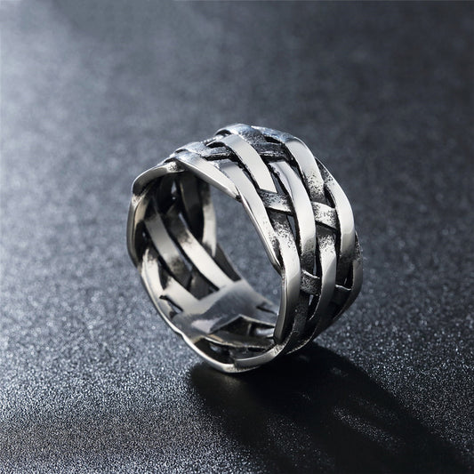 Personalized Retro Woven Extra Wide Ring