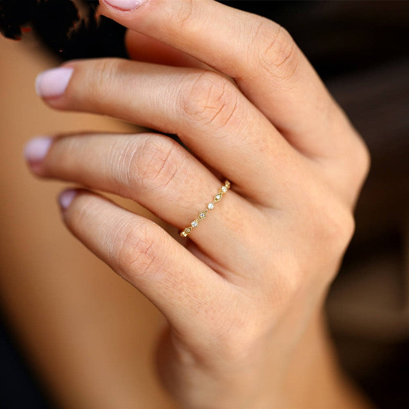 Copper Metal Diamond Tail Ring Women Fashion Jewelry