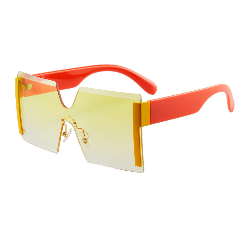 Frameless Sunglasses European American Design UV400 PC Lenses Plastic Metal Frame Eyewear Ultra Compact Frames