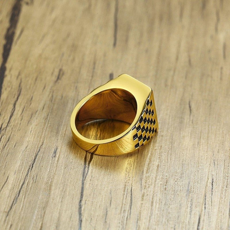 Unisex Stainless Steel Checkerboard Ring Geometric Pattern Durable Fashion Accessory For Men And Women For All