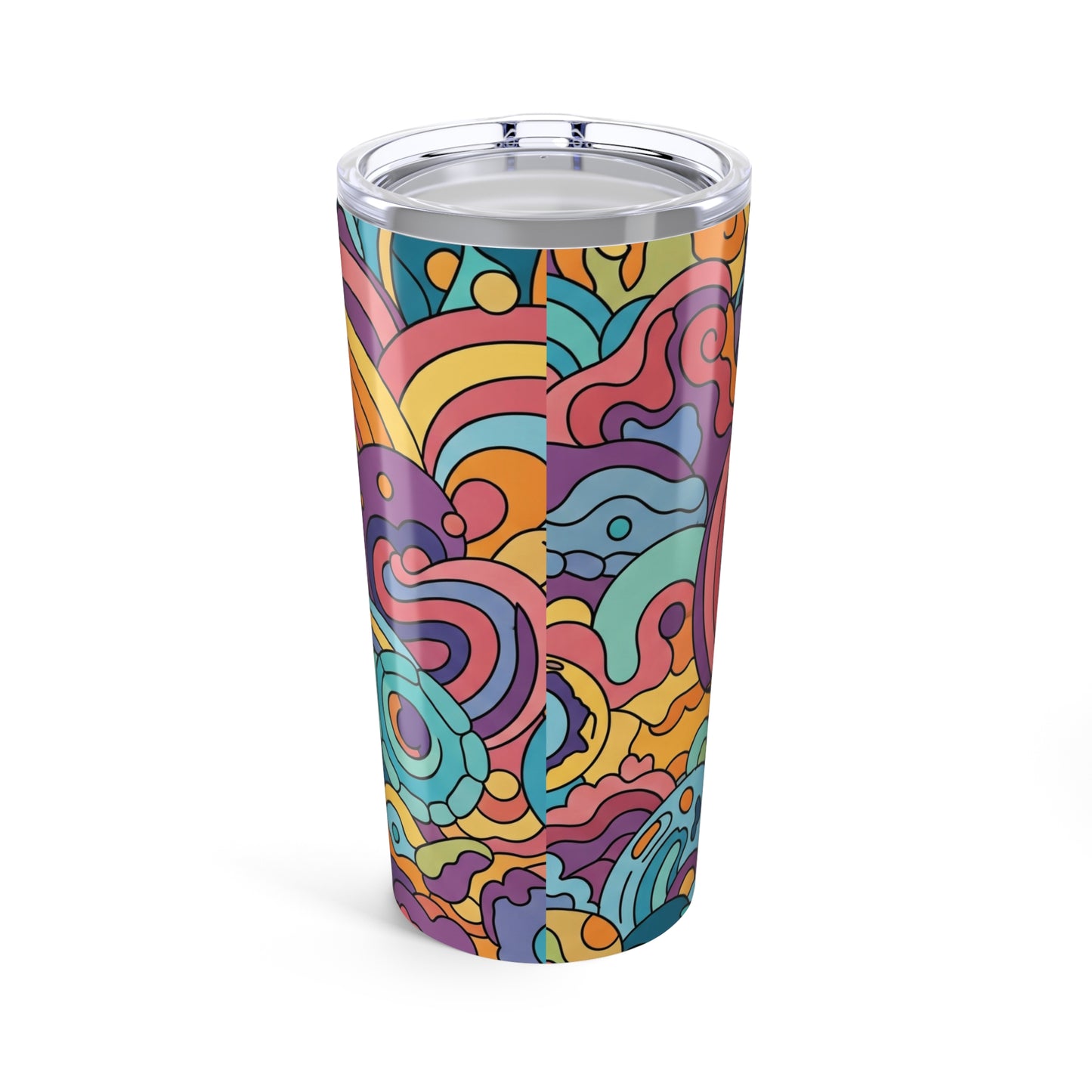 20 Ounce Stainless Steel Tumbler With Printed Design Double Wall Vacuum Insulation Leak Proof Hot Cold Dishwasher