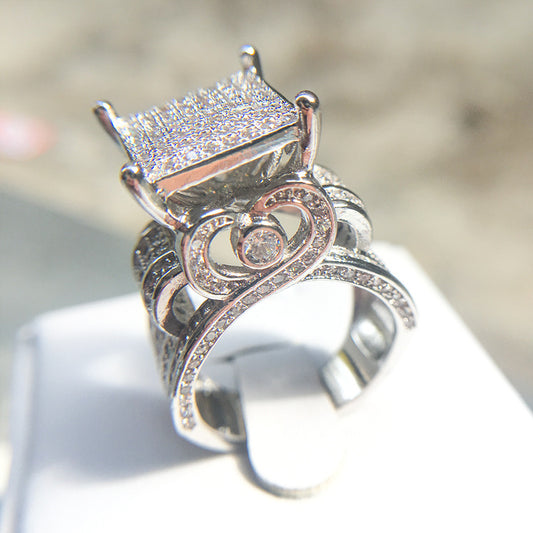 Heart Ring GoldPlated Copper Inlaid Gem Ring Exaggerated Cutout Diamond Jewelry Gifts For Her Sizes 6 7 8 9 10