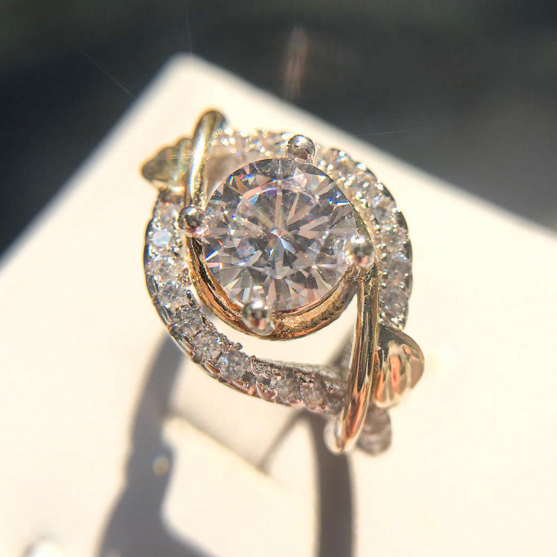 Sterling Silver Ring With Cubic Zirconia Heart Hollow Design For Women Wedding Gift Jewelry Timeless Elegance