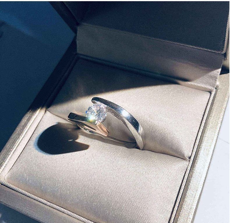 Zircon Cross Ring Two Tone Gold For Women Wedding Jewelry