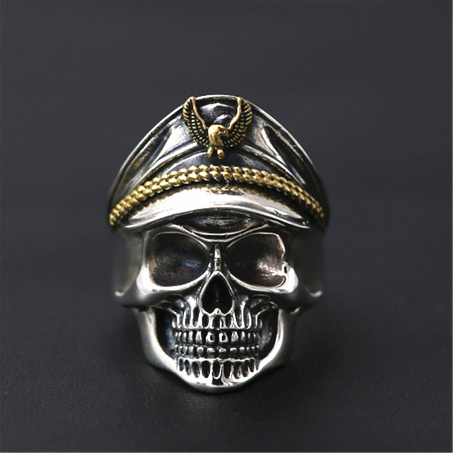 Copper Skull Ring With Korean Style Geometric Design Electroplated Inlay White Gold Gems Individually Packed Quality