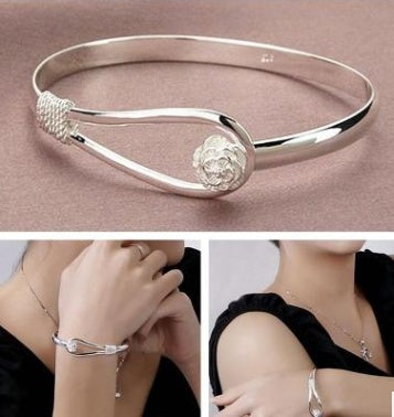 Silver Plated Cherry Blossom Bracelet For Women Jewelry