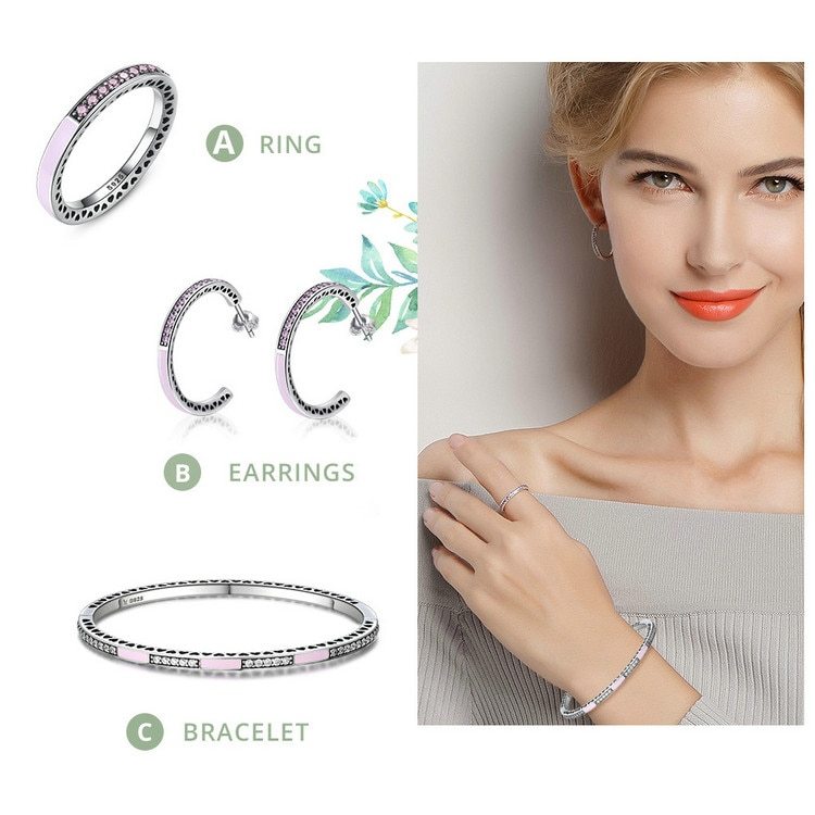 Sterling Silver Heart Ring With Enamel And Clear CZ 925 Silver Heart Shaped Ring 3mm Wide Gift For Her Sizes 6 7 8