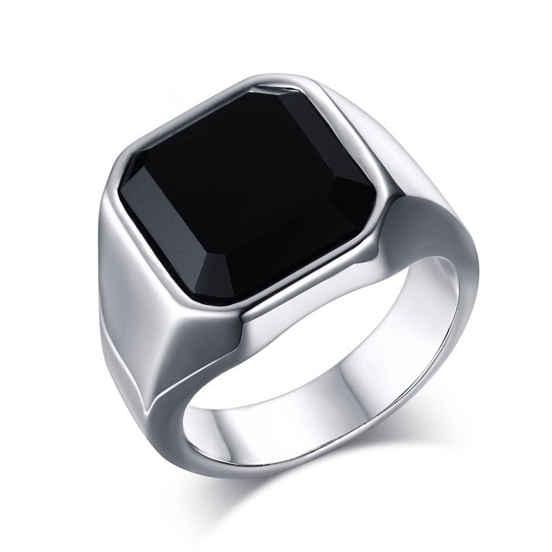 Mens Geometric Ring Alloy Silver Finish Modern Statement Jewelry For Him Gift Ready Unisex Accessory With Bold Design