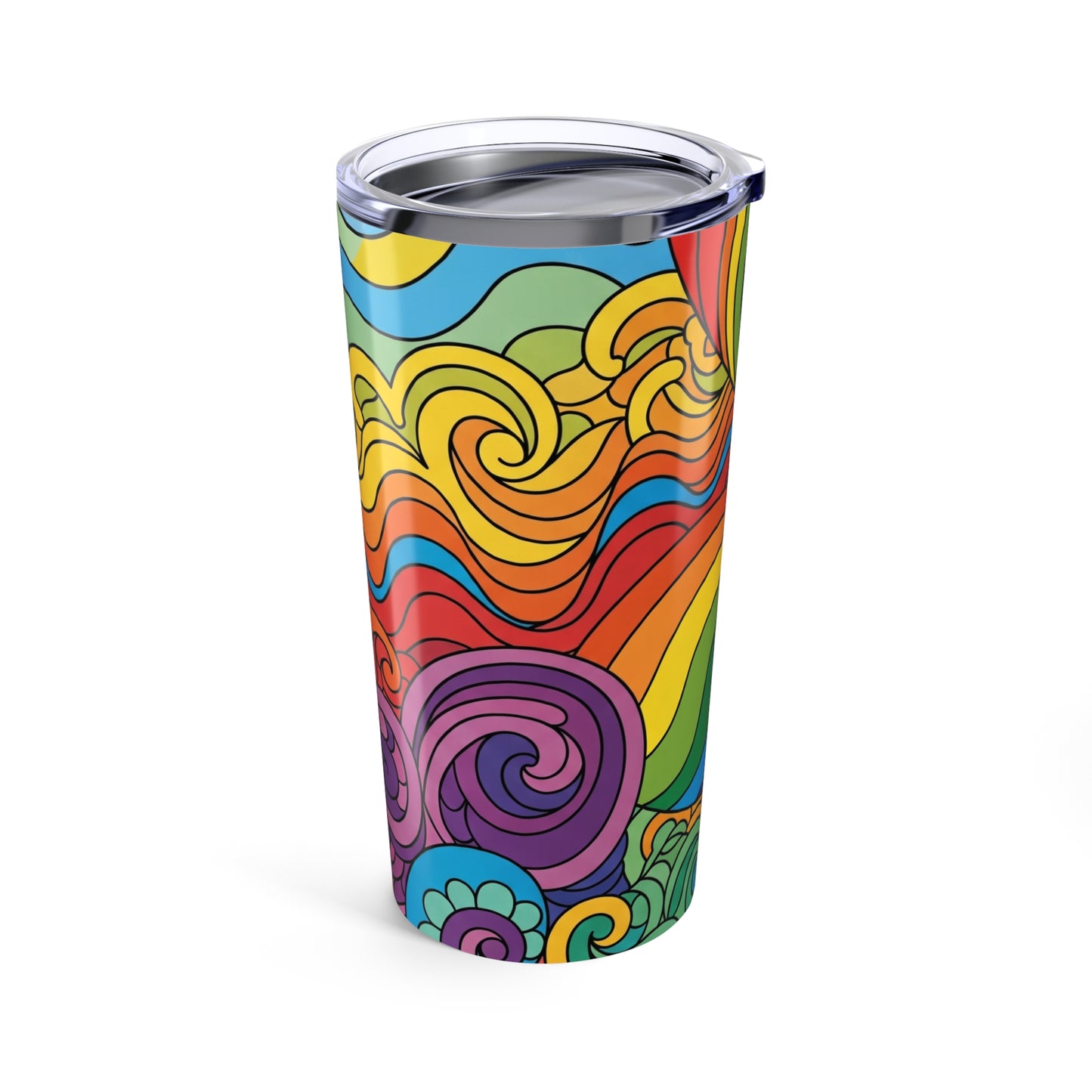 Twenty Ounce Metal Cup With Double Wall Insulation And Leak Proof Lid For Travel Drinks Printed Art Dishwasher Safe