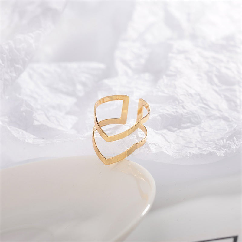 Womens Fashion Ring Gold Double Arrow Alloy Ring Trendy Elegant Design Ring For Everyday Wear Special Everyday