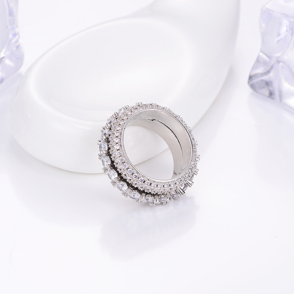 Mens Rotating Ring Bracelet Hip Hop Geometric Design European American Unisex Individually Packed Electroplated