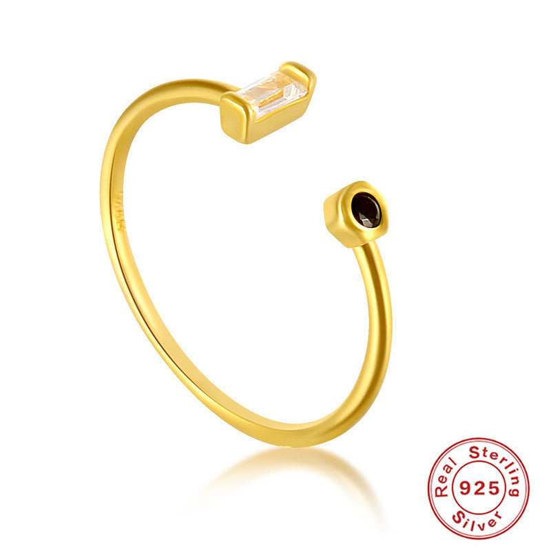 Women Geometric S925 Sterling Silver Ring With 18K Gold Tone Electroplating Modern Chic Jewelry Gift For Her UK