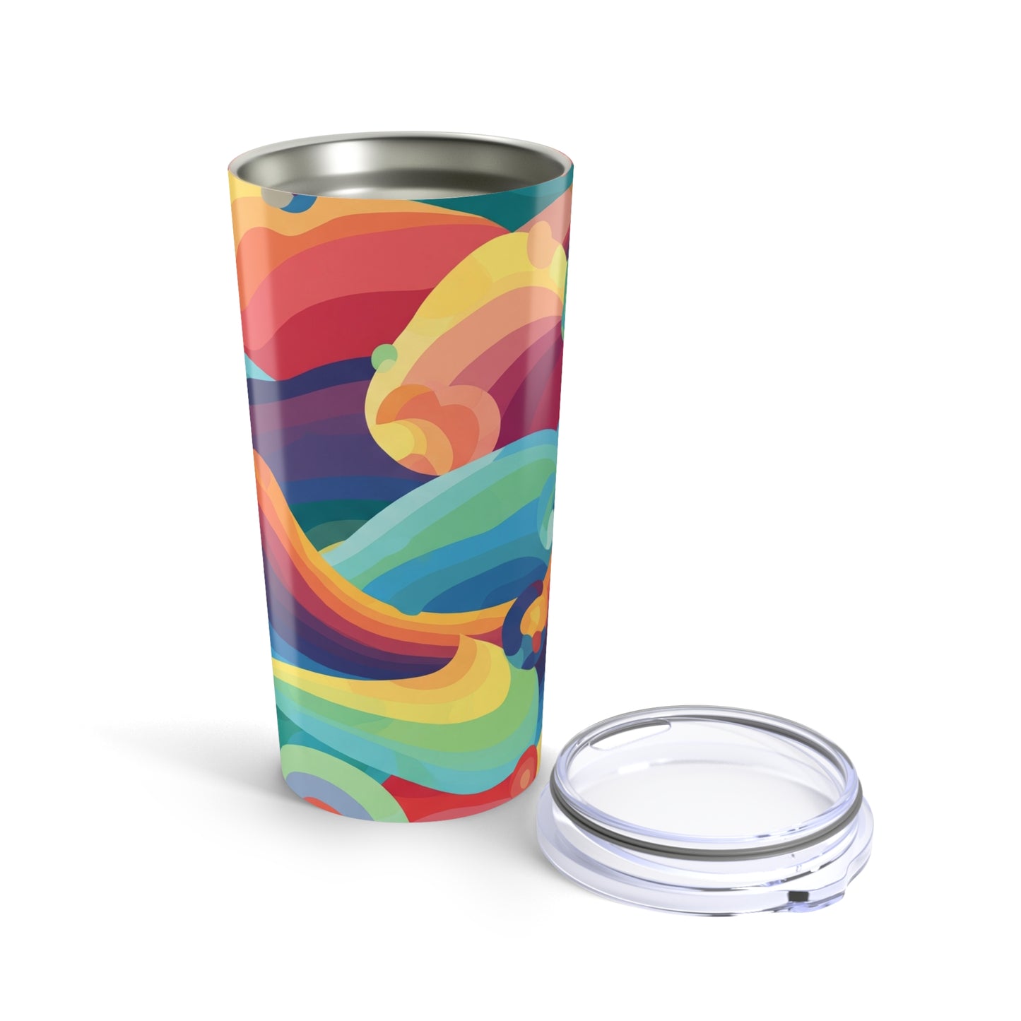20 Ounce Stainless Steel Tumbler With Double Wall Vacuum Insulation Leak Proof Lid Printed Art Design For Hot Or