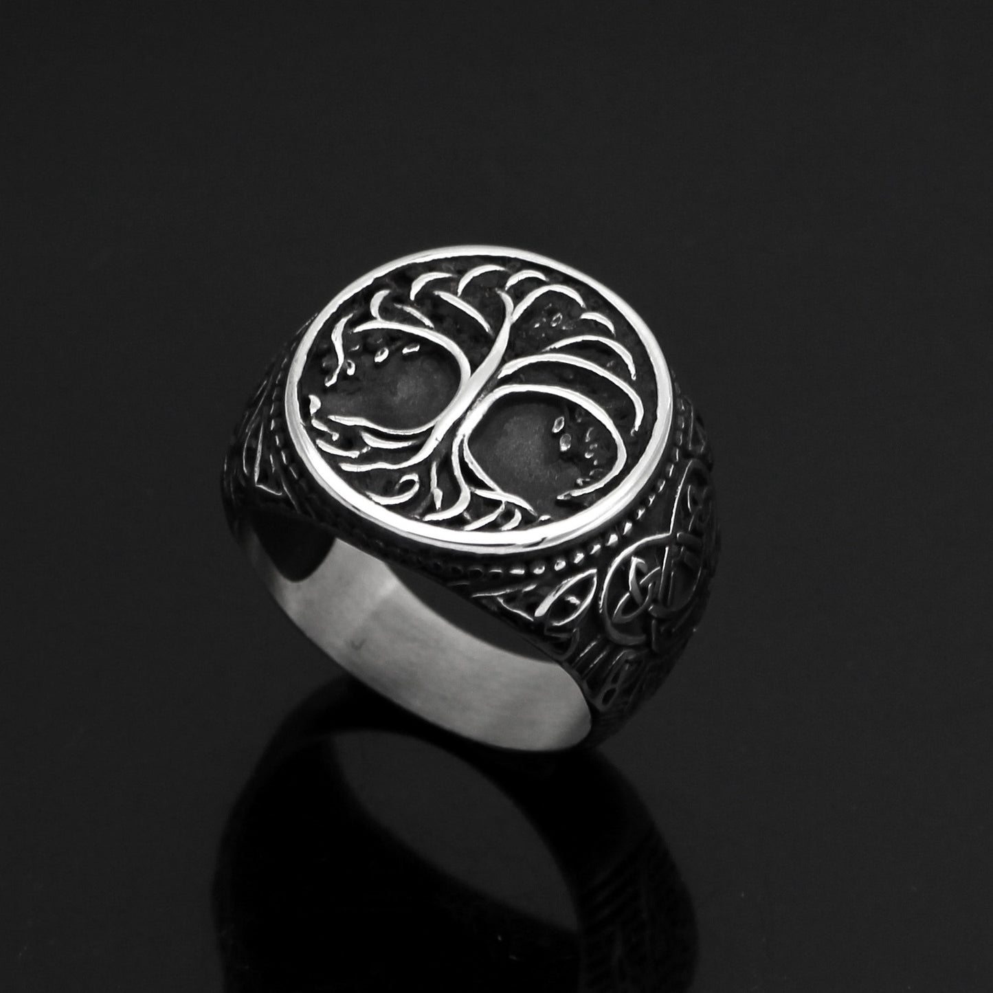 Tree Of Life Ring For Men Titanium Steel Geometric Design Modern Mens Jewelry Accessory Gift For Every Occasion