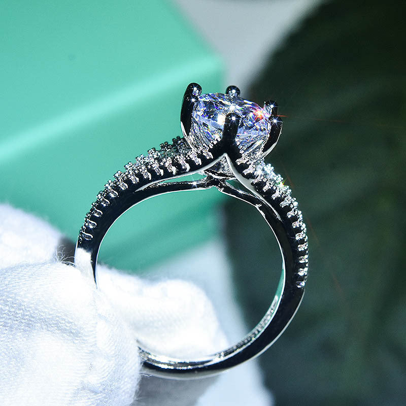 Womens Moissan Diamond Ring Geometric Sterling Silver Inlaid Copper Band Engagement Anniversary Jewelry Gleams