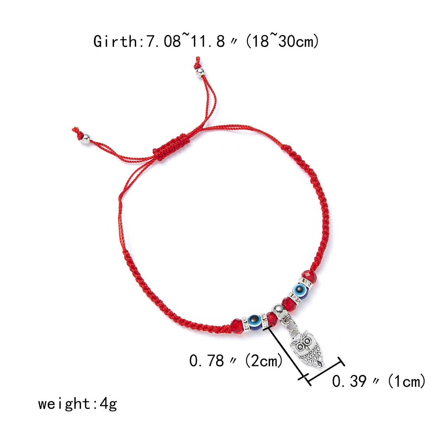 Women's Red Rope Braided Bracelet With Rhinestone Pendant Adjustable Beaded Bangle Fashion Accessory For Women