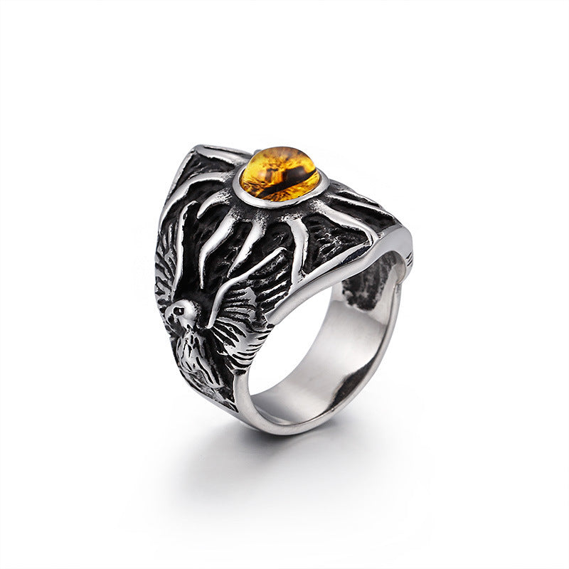 Titanium Steel Ring With Evil Skull Eye Geometric Design Edgy Fashion Jewelry For Men And Women For Men Unique