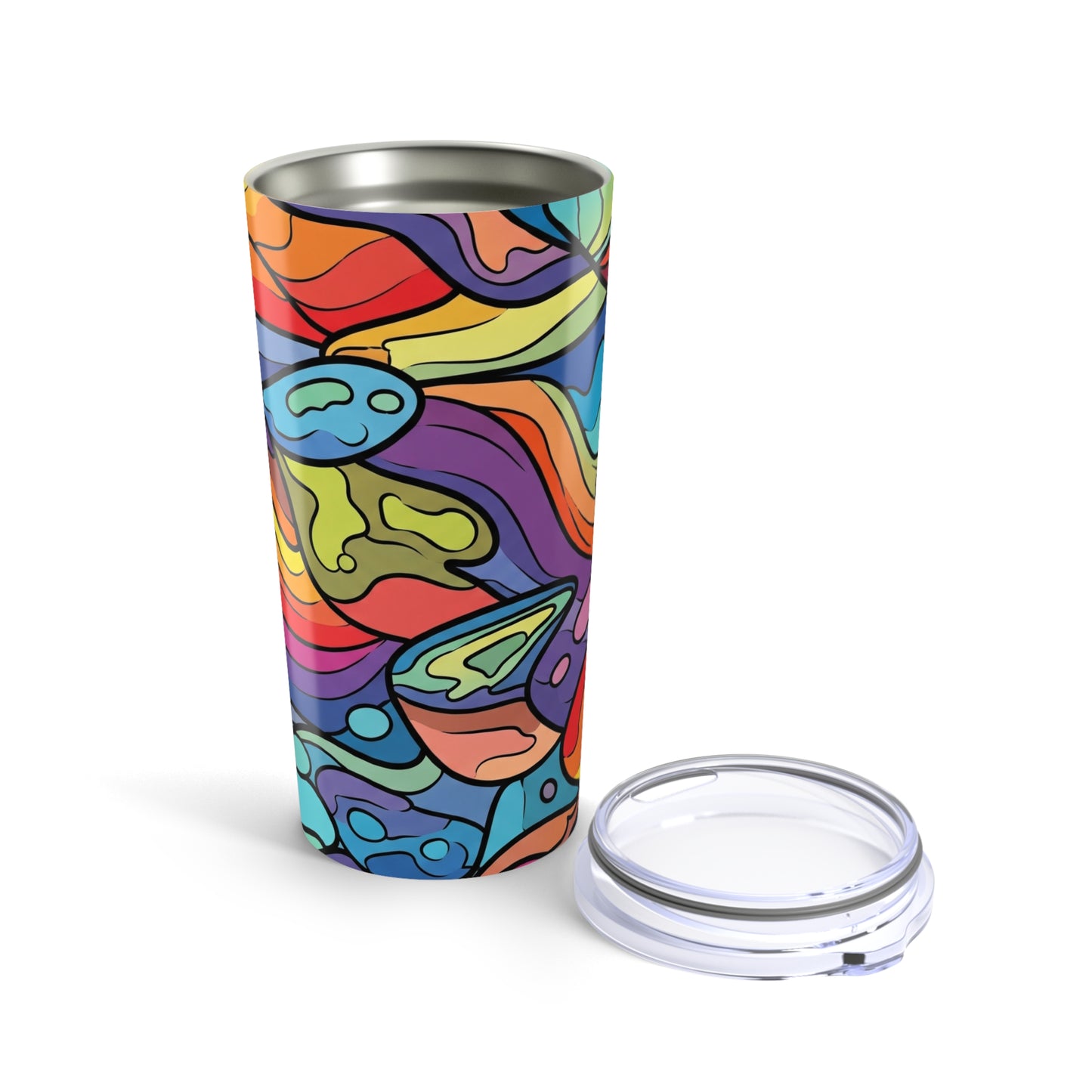 20oz Stainless Steel Tumbler With Vacuum Insulation Printed Spill Proof Travel Mug Lid Keeps Beverages Hot Or Cold