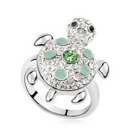 Womens Turtle Ring Zodiac Design Alloy Crystal Inlaid Cute Adorable Jewelry Gift For Her Birthday For Gift Lovers