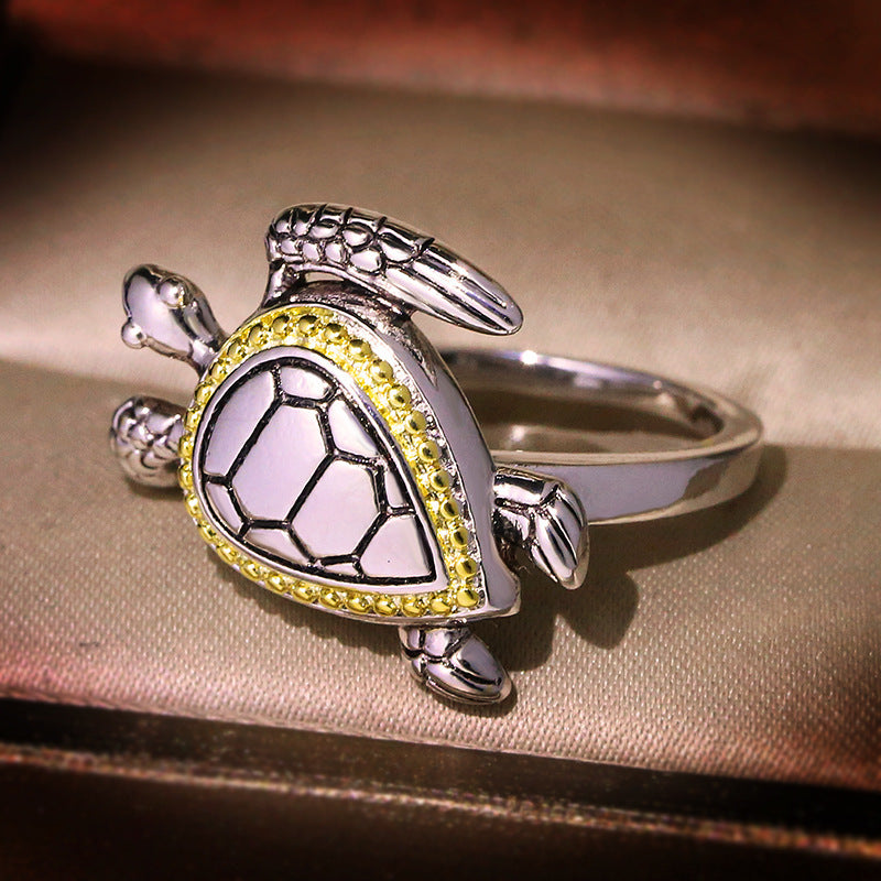 Womens Tortoise Ring With Sapphire Inlaid And Full Diamond Brass Alloy Animal Design For Wedding Engagement Jewelry