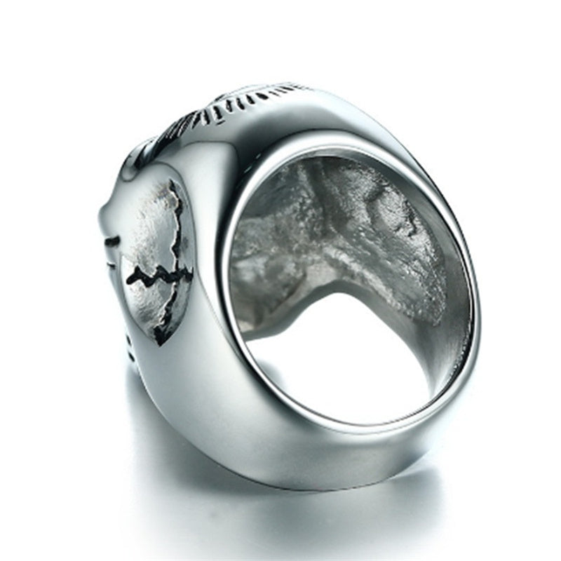 Skeleton Ghost Head Ring With Ruby Eyes Electroplated Alloy