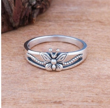 Butterfly Ring With Zircon Inlay Unisex Alloy Fashion Jewelry European American Style Versatile European Style