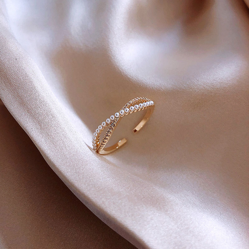 Pearl Ring For Women Copper Plated Rose Gold And K Gold Styles Cross Pearl Ring Star Braided Simple Pearl Collection