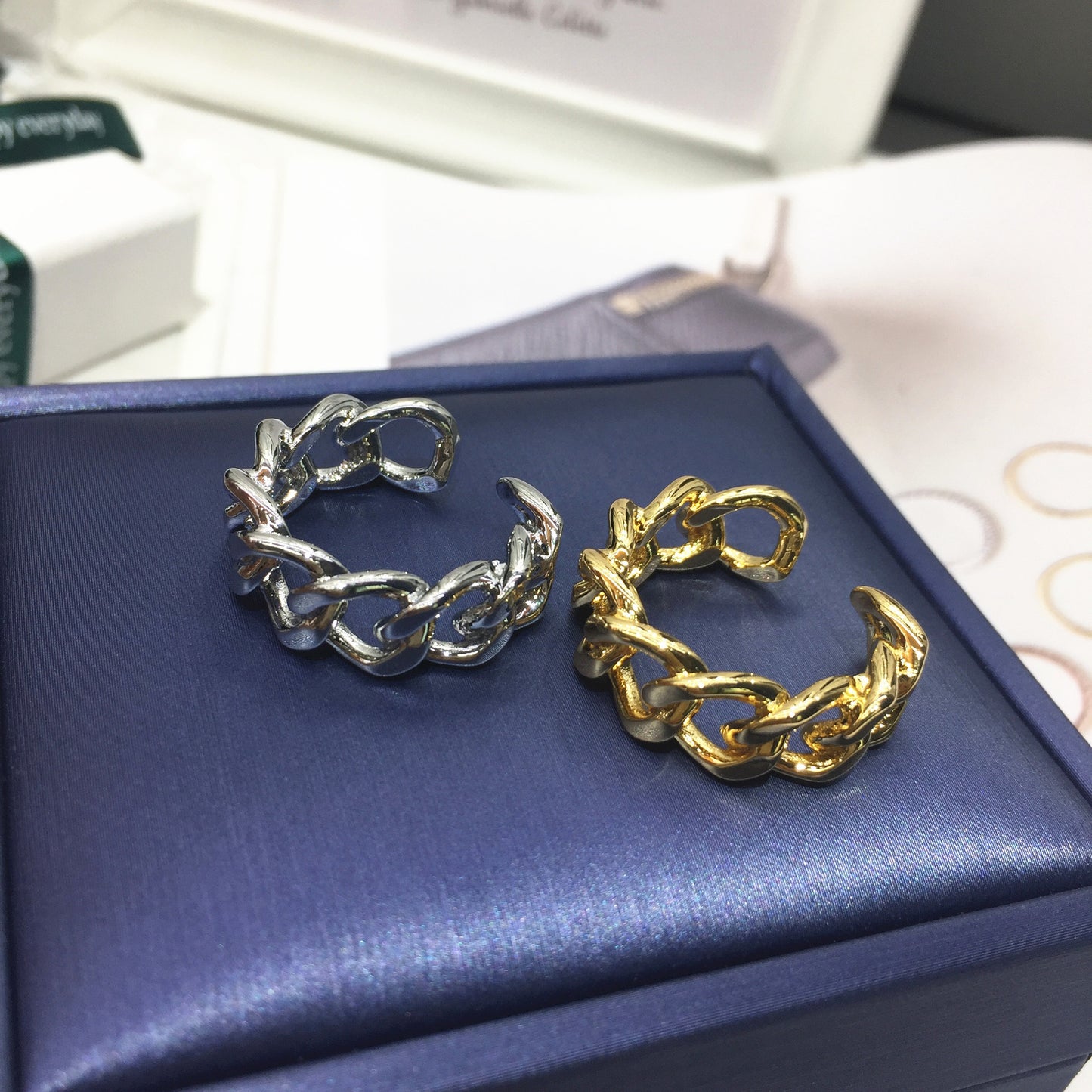 Adjustable Ring Geometric Copper Electroplated Design Nature Inspired Individually Packaged Souvenir Gift Ring