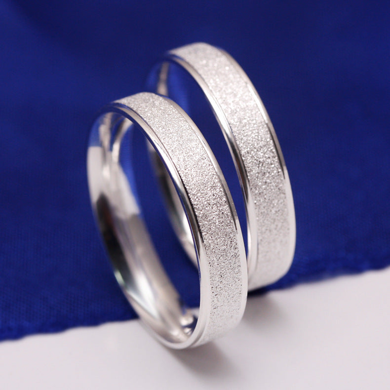 Couple Rings 925 Sterling Silver Korean Style Star Rings Electroplating Rings Frosted Inner Craft Promise Rings