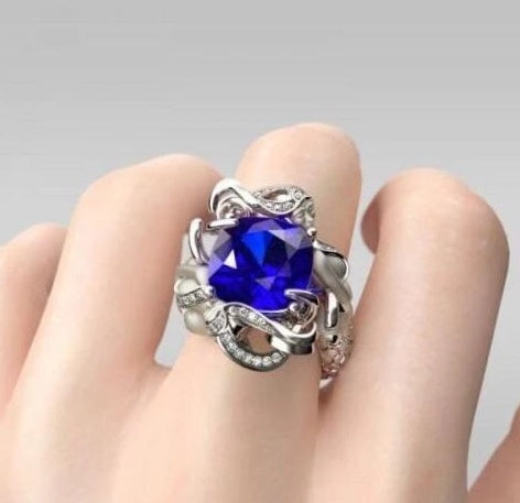 Ruby Gemstone Ring Cushion Cut 925 Sterling Silver Mermaid Design Hypoallergenic Elegant Wedding Jewelry For Women