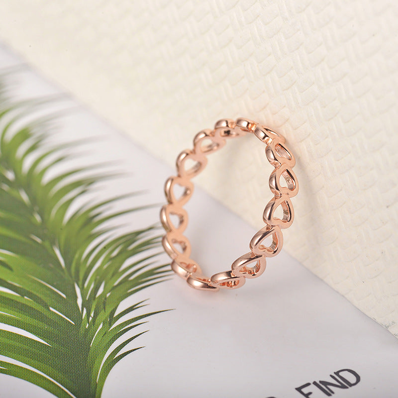 Womens Adjustable Copper Ring Heart Design Electroplated