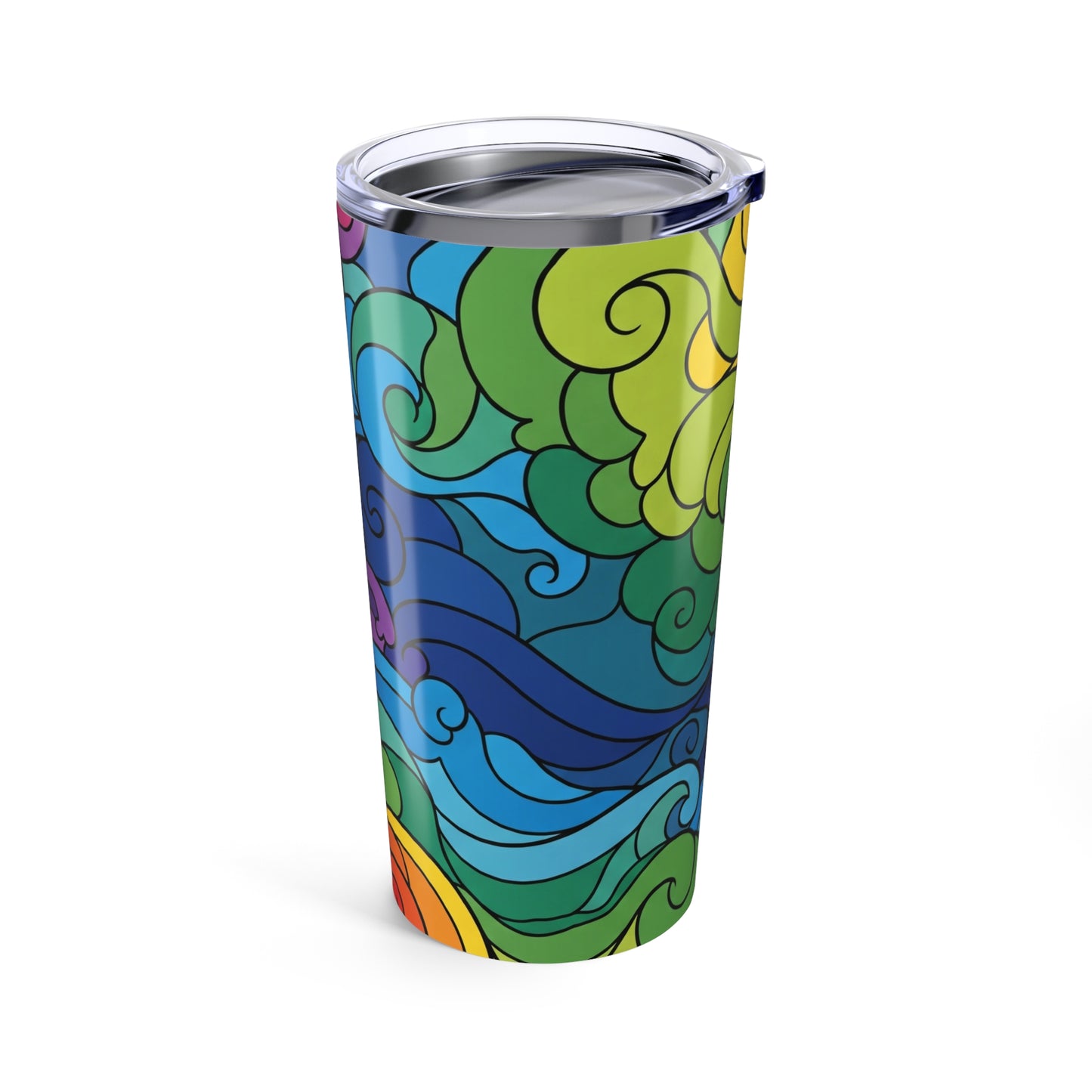 20 Oz Printed Stainless Steel Tumbler With Double Wall Vacuum Insulation Spill Proof Lid For Hot And Cold Drinks