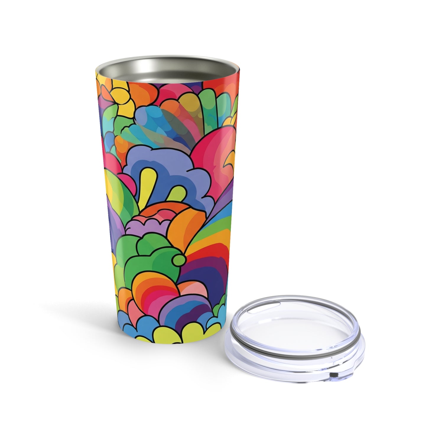 20oz Stainless Steel Travel Mug With Printed Artwork Design Double Wall Vacuum Insulation Spill Resistant Safe
