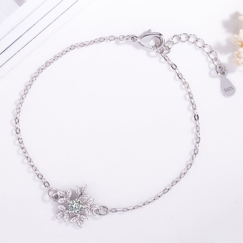 Womens Silver Elk Snowflake Geometric Bangle Bracelet For Travel Gifts And Anniversary Celebration Accessories