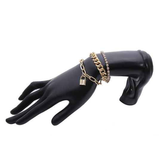 Womens Hip Hop Thick Chain Claw Bracelet Geometric Alloy Electroplated Design Anti Fatigue Statement Piece For CasualWear