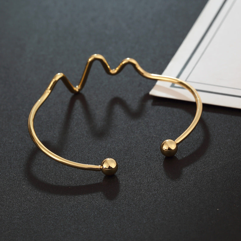 Lightning Bolt Bracelet Metal Bangle For Women Electroplated Gold Silver Rose Gold Jewelry Stylish Everyday Accessory